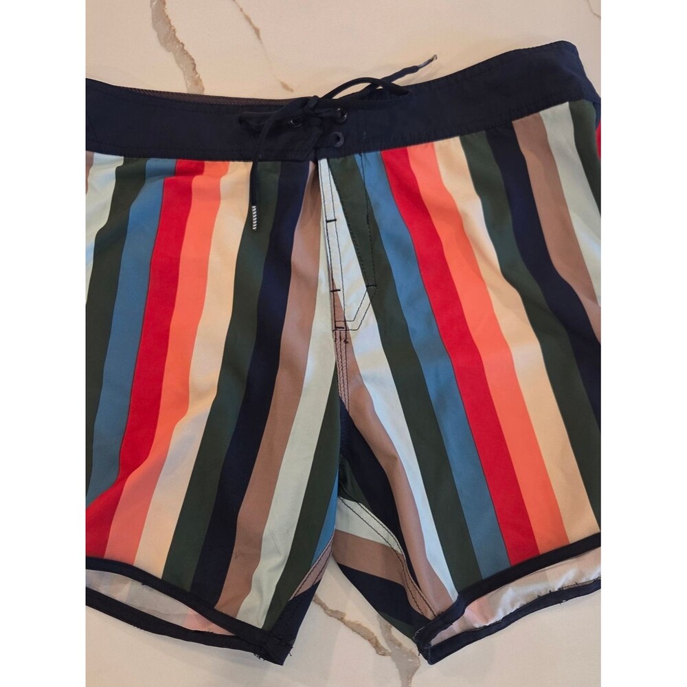 Volcom Mod-Tech Striped Board Shorts Size 34 Surf Swim Trunks Multicolor